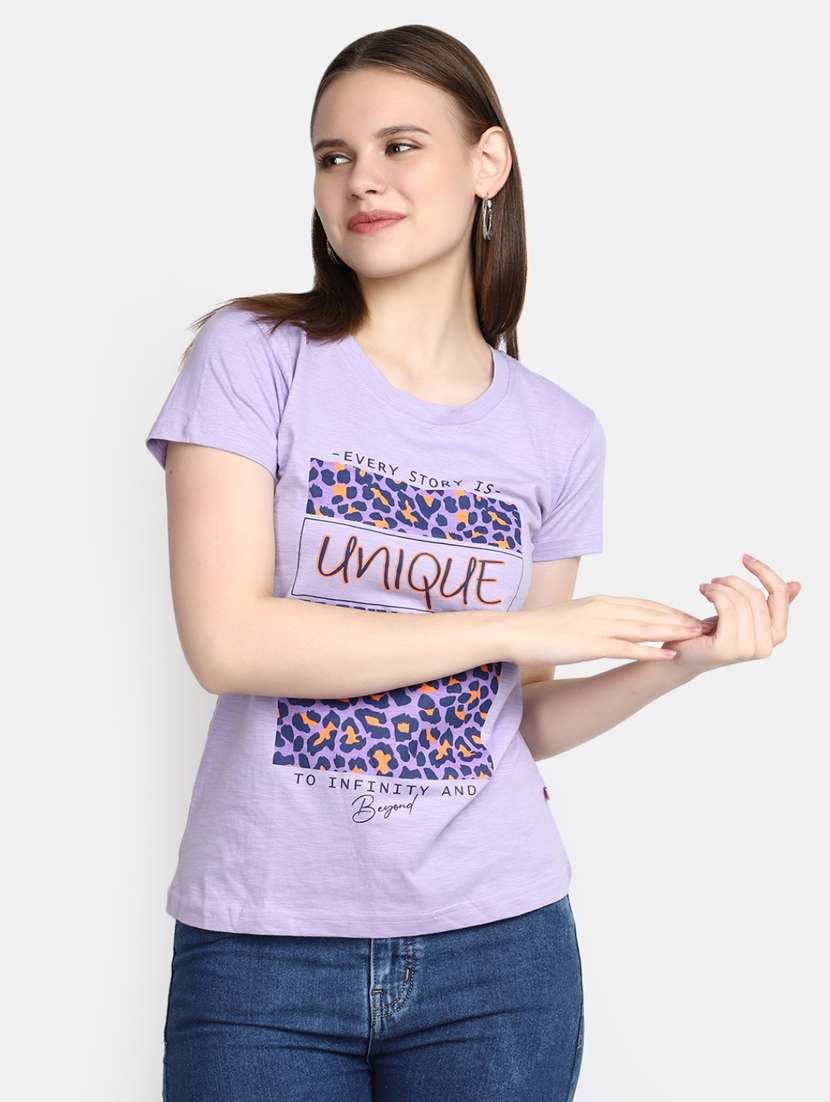women's front print round neck t-shirt
