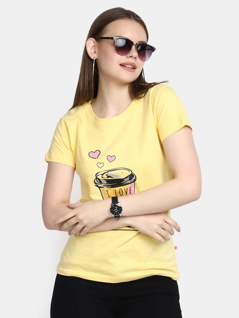 women's front print round neck t-shirt - 20278187 -  Standard Image - 2