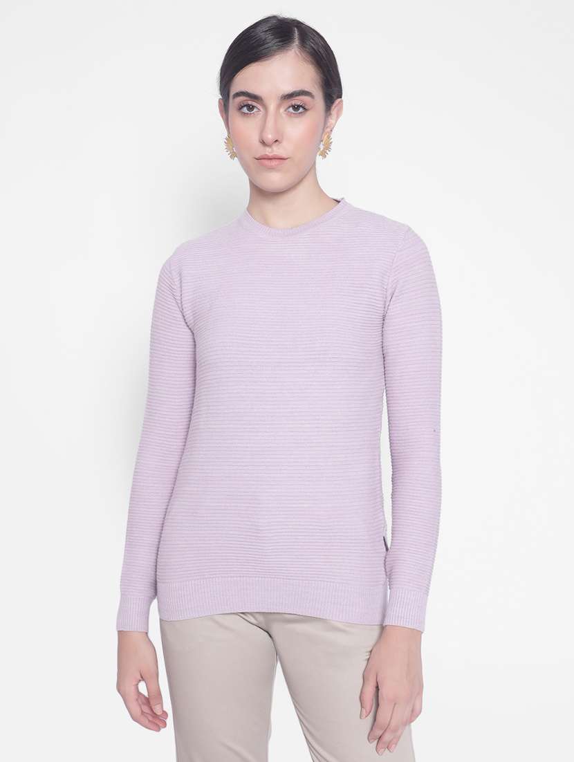 women lavender acrylic regular pullover