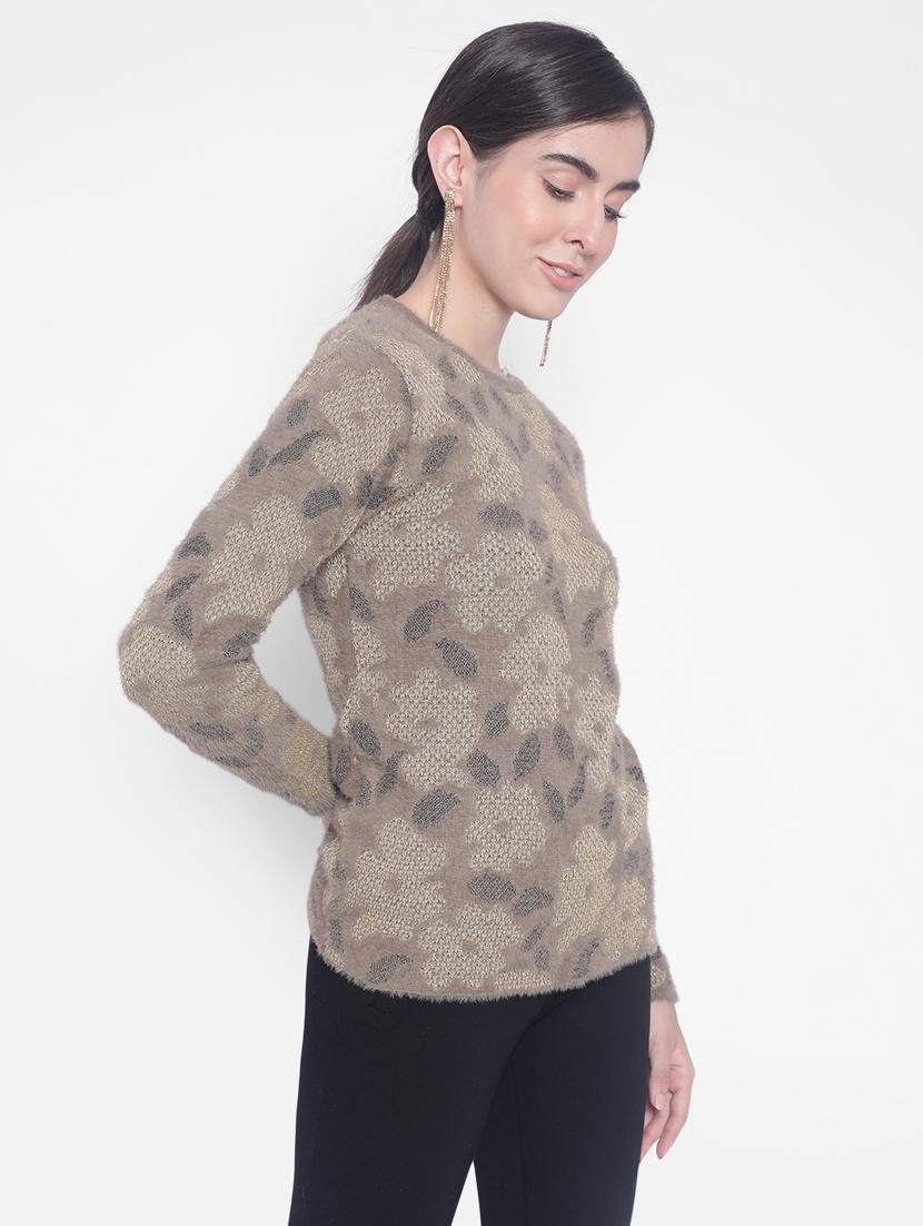 women brown floral nylon regular pullover - 20280347 - Standard Image - 2