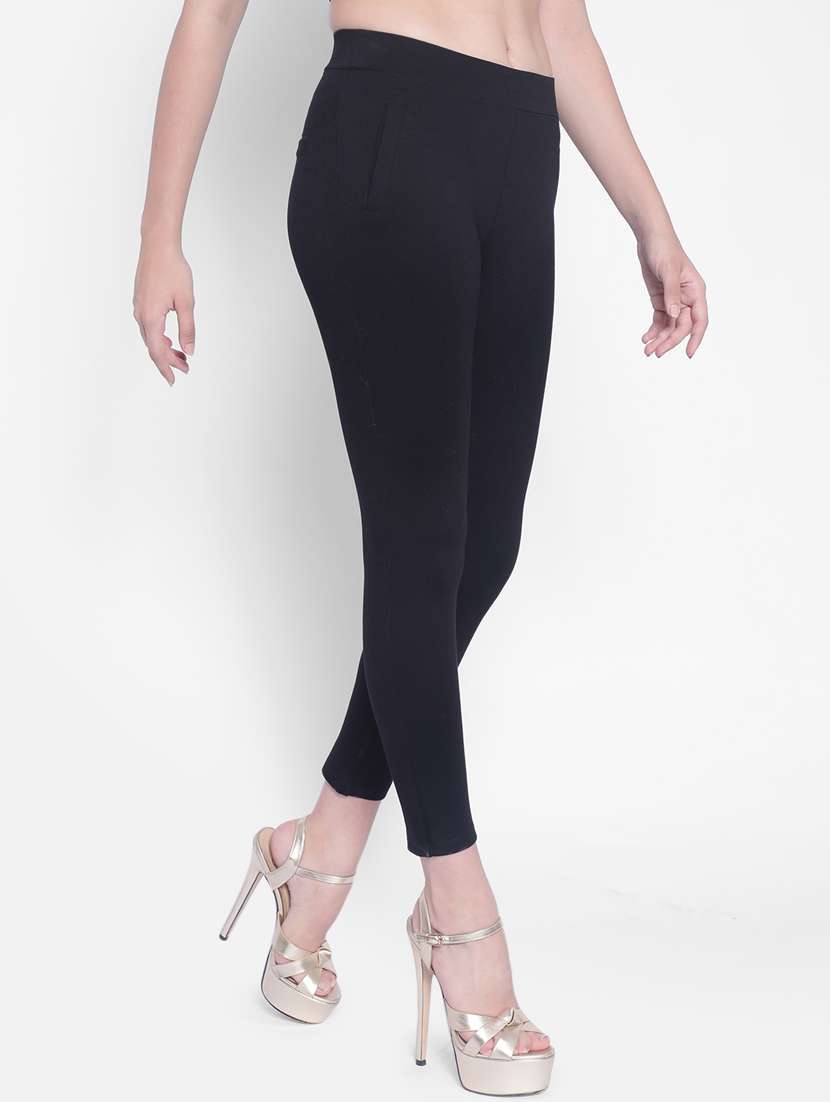 black rayon solid jegging - 20280355 -  Standard Image - 2