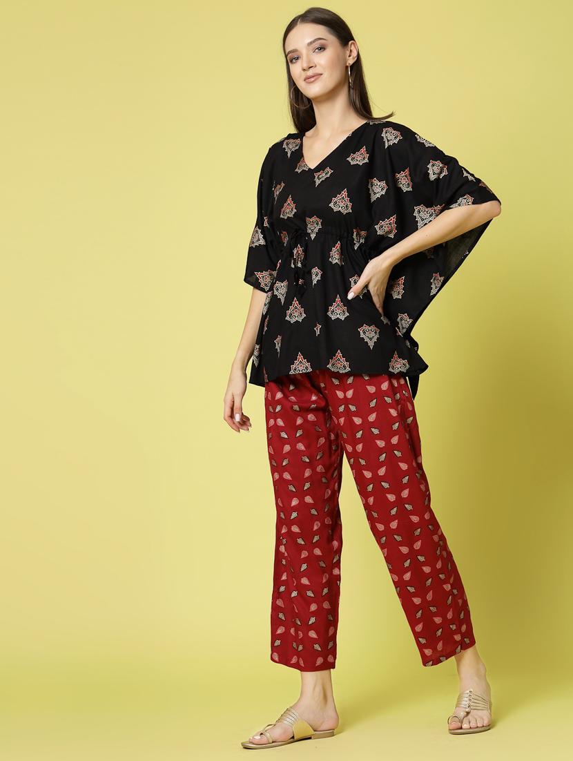 women printed top and trouser co-ord set - 20280453 - Standard Image - 2