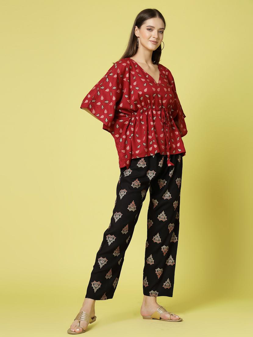 women printed top and trouser co-ord set - 20280454 - Standard Image - 2