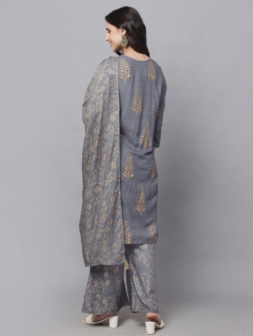 grey colored kurta palazzo set - 20280620 - Standard Image - 2