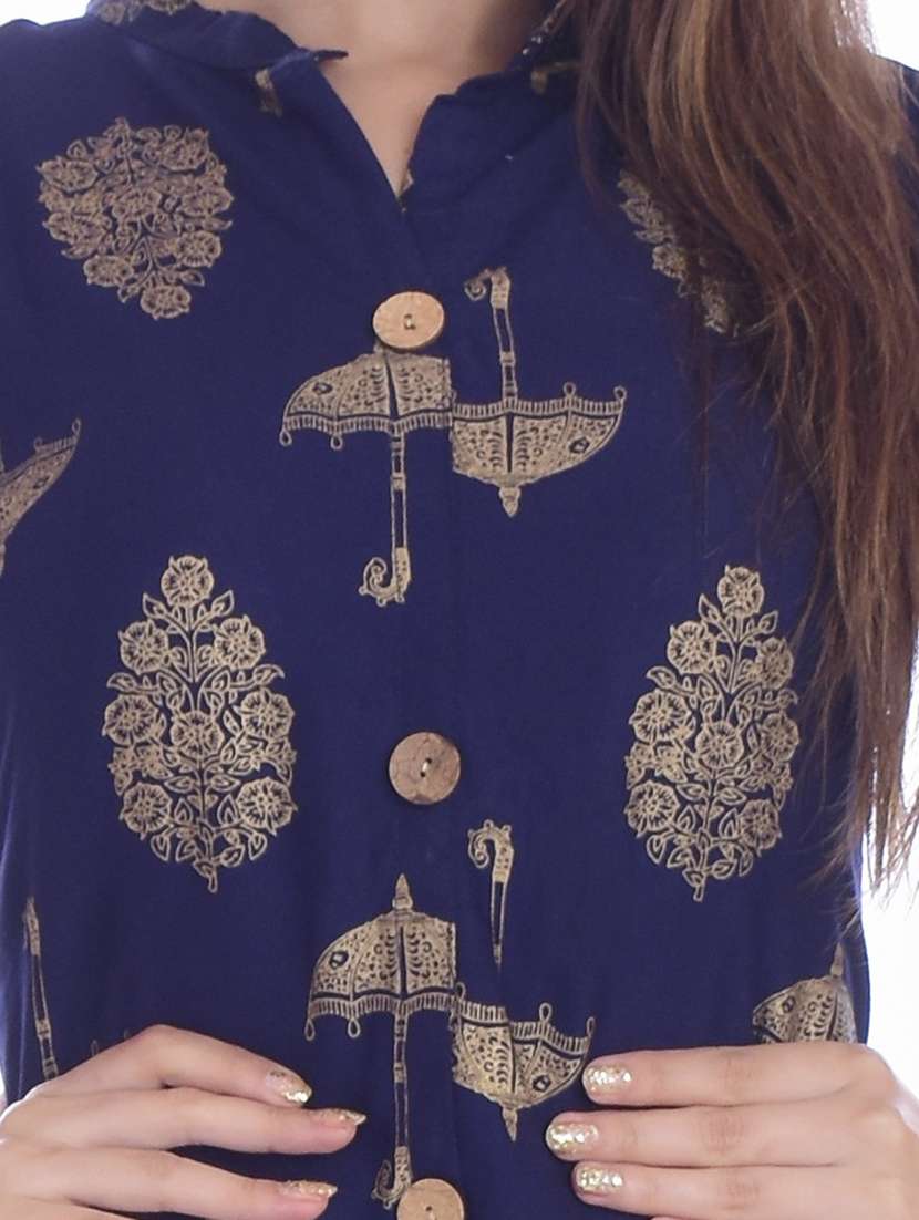 navy blue colored kurta sharara set - 20280733 - Standard Image - 2