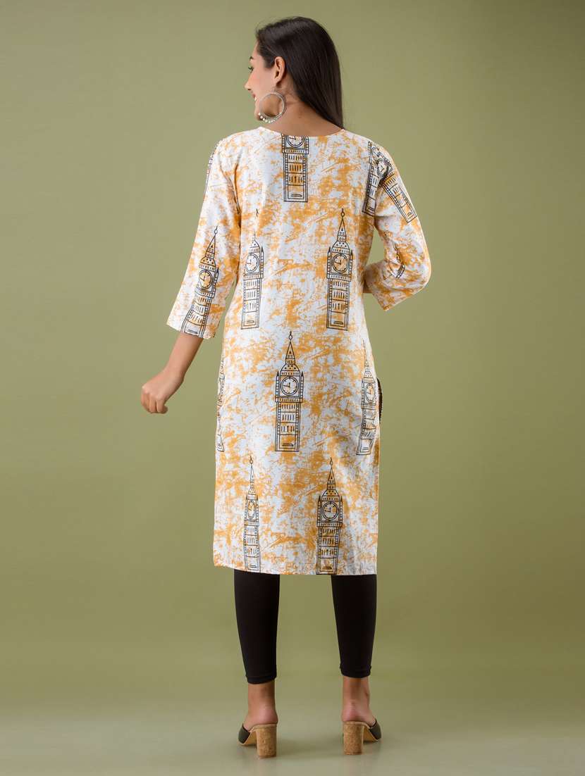 yellow colored straight kurta - 20280962 -  Standard Image - 2