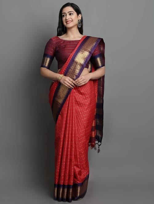 women's self design red colored saree with blouse - 20282011 - Standard Image - 0
