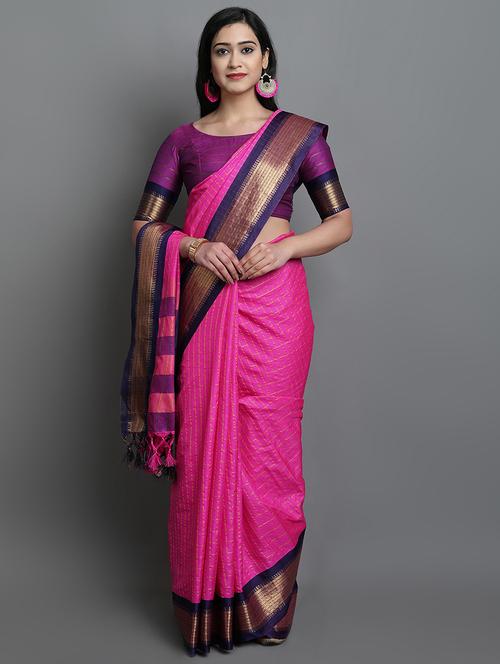 women checkered bordered saree  with blouse - 20282013 -  Standard Image - 0