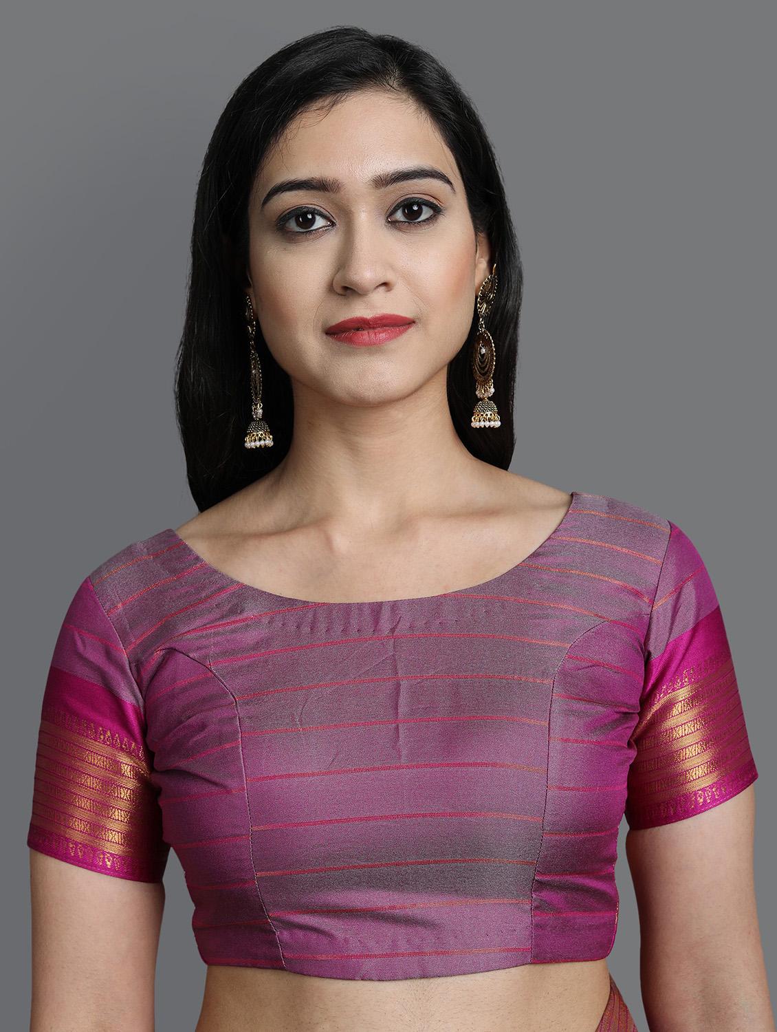 women's bordered grey colored saree with blouse - 20282024 - Standard Image - 2