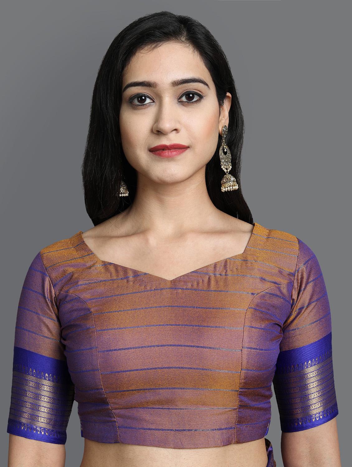 women's checks mustard colored saree with blouse - 20282030 - Standard Image - 2