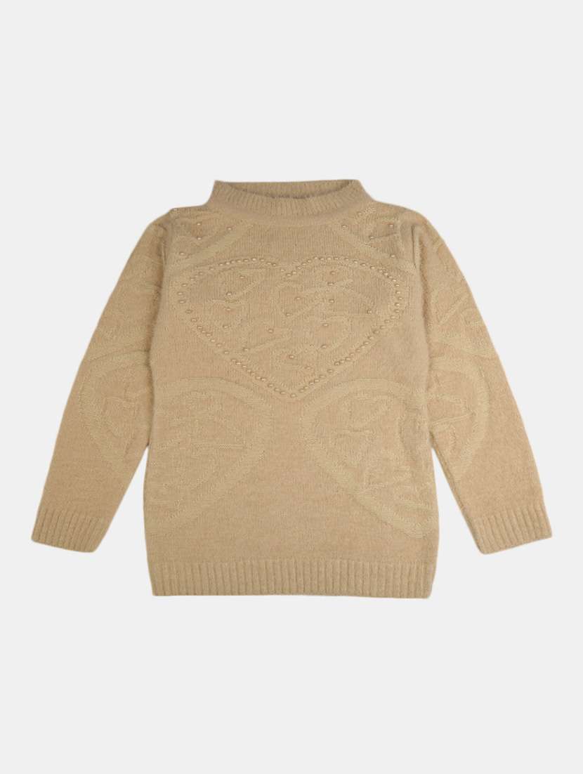 girls round neck self-designed regular sweater