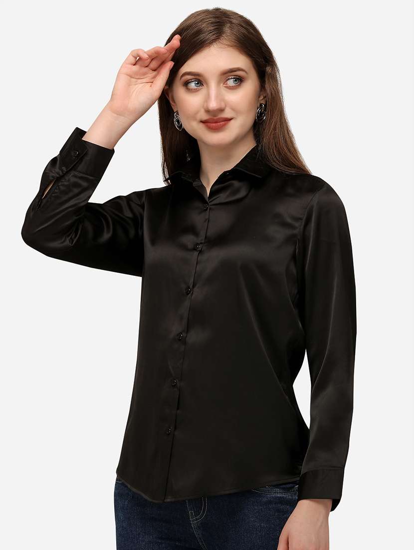 black satin regular shirt