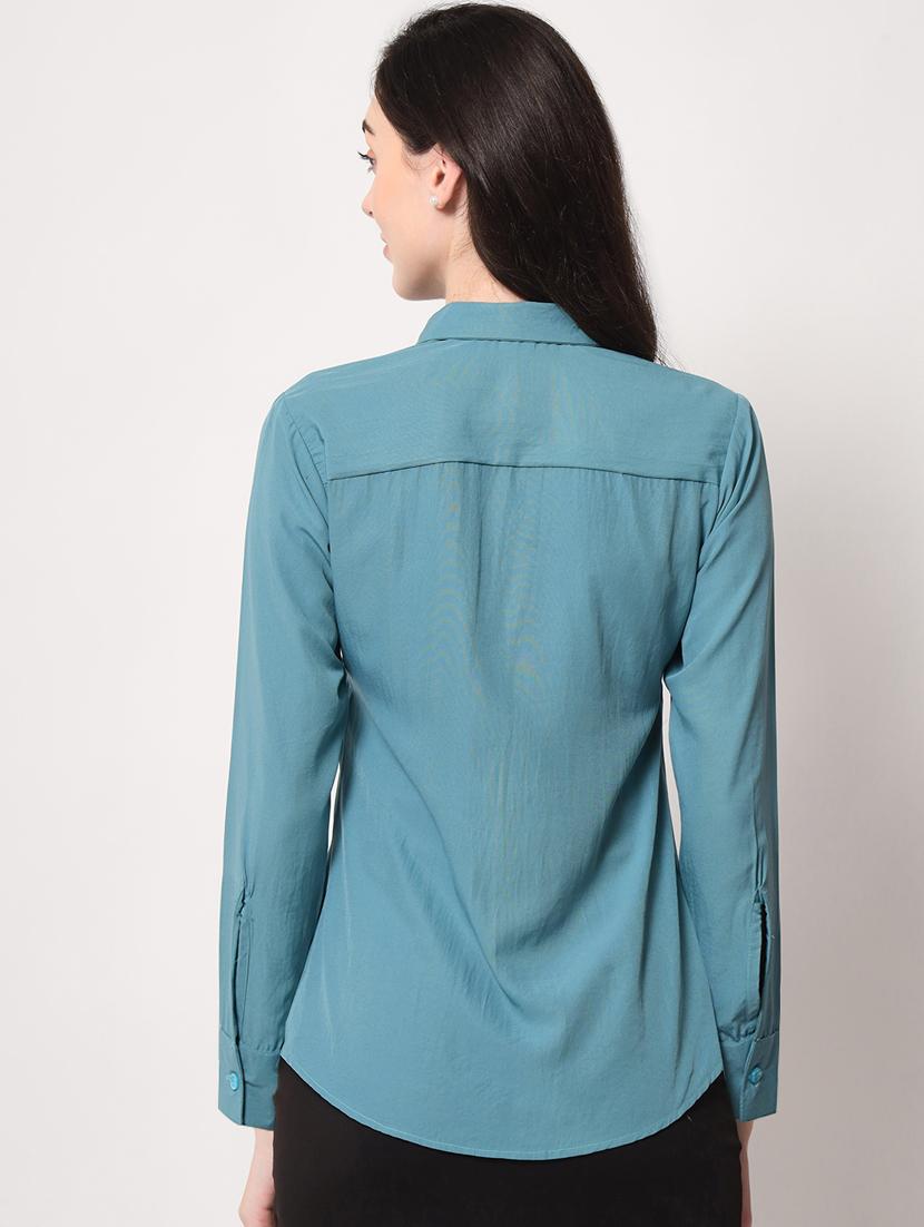 blue solid regular shirt - 20283974 - Standard Image - 2