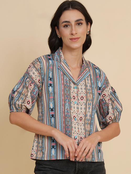 aztec print boxy shirt - 20283982 -  Standard Image - 0