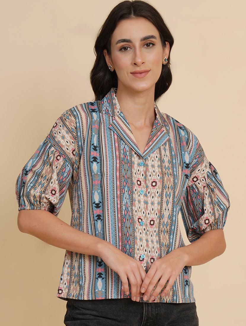 aztec print boxy shirt - 20283982 -  Zoom Image - 0