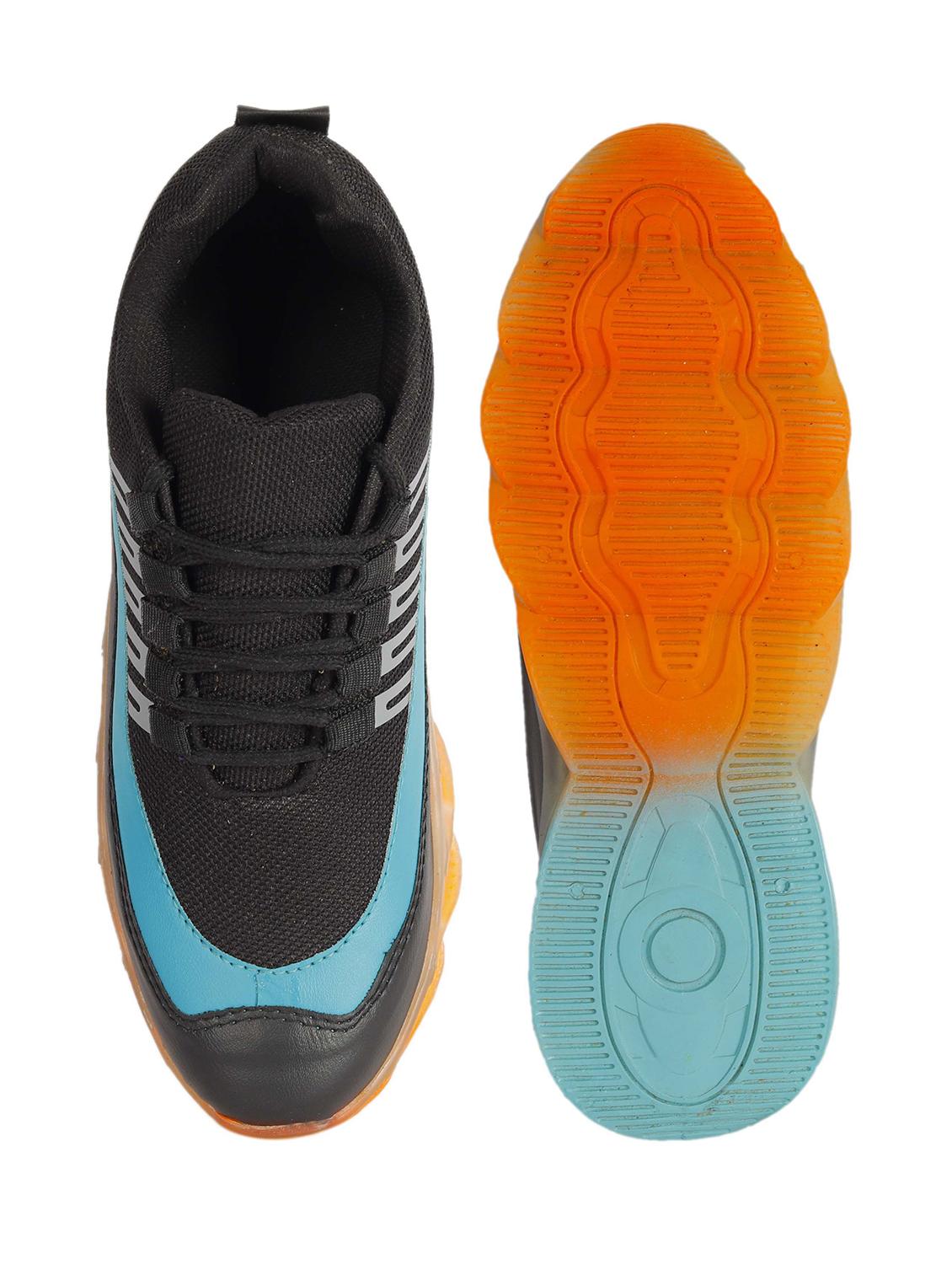 men black color block lace-up running sport shoe - 20283988 - Standard Image - 2