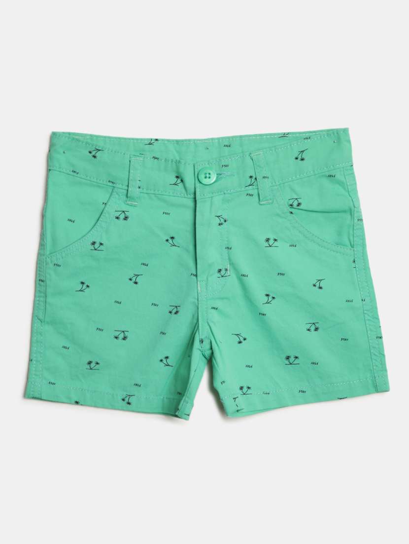 green cotton shorts & three fourth