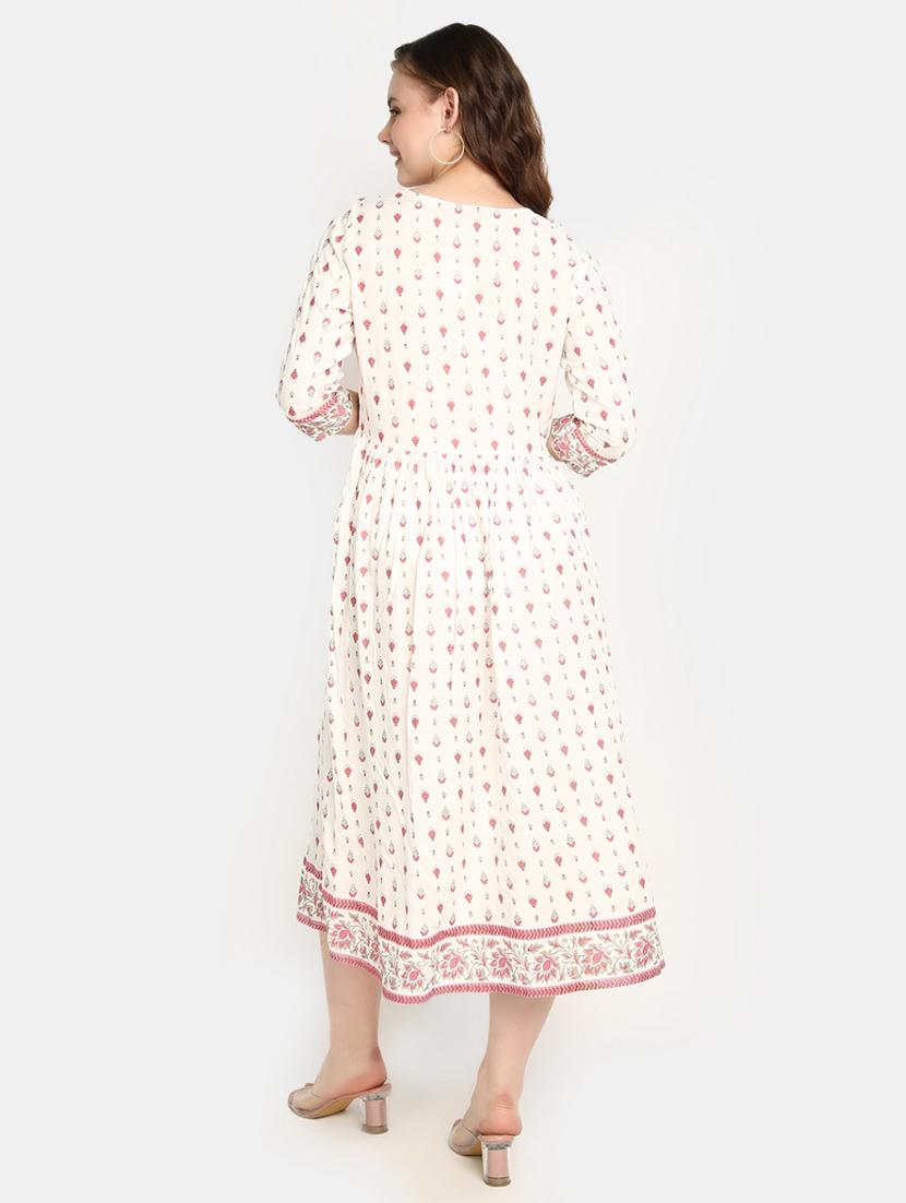 women white tie-up-neck flared dress - 20285777 - Standard Image - 2