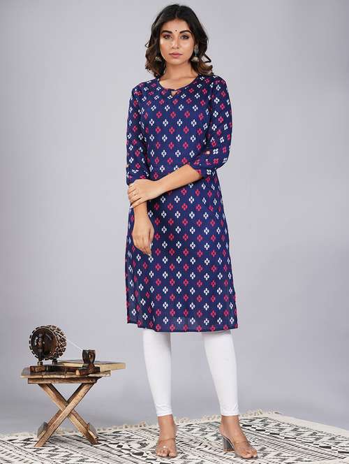 blue colored straight kurta - 20285871 - Standard Image - 0