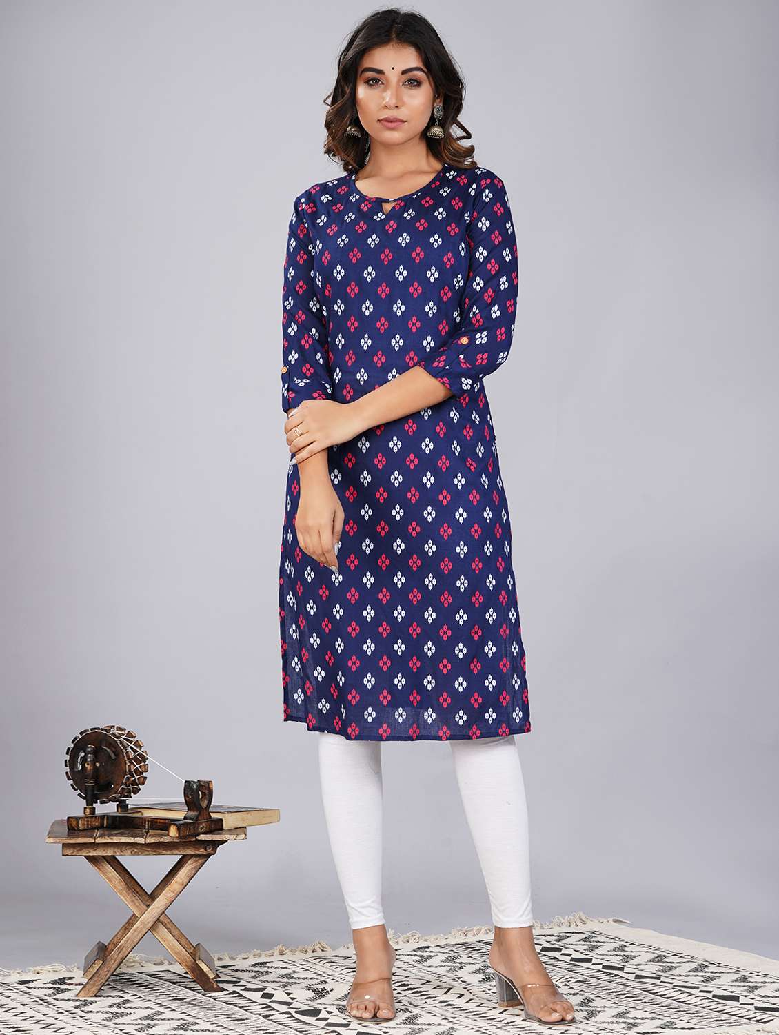 blue colored straight kurta - 20285871 - Zoom Image - 0
