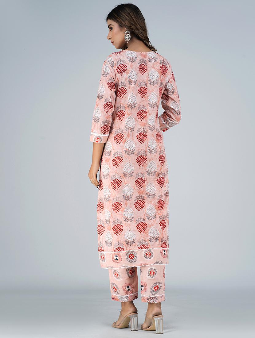 pink colored kurta pant set - 20285952 - Standard Image - 2