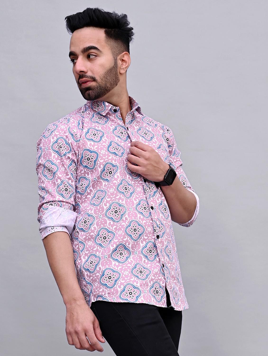 mens block print casual shirt - 20287719 - Standard Image - 2