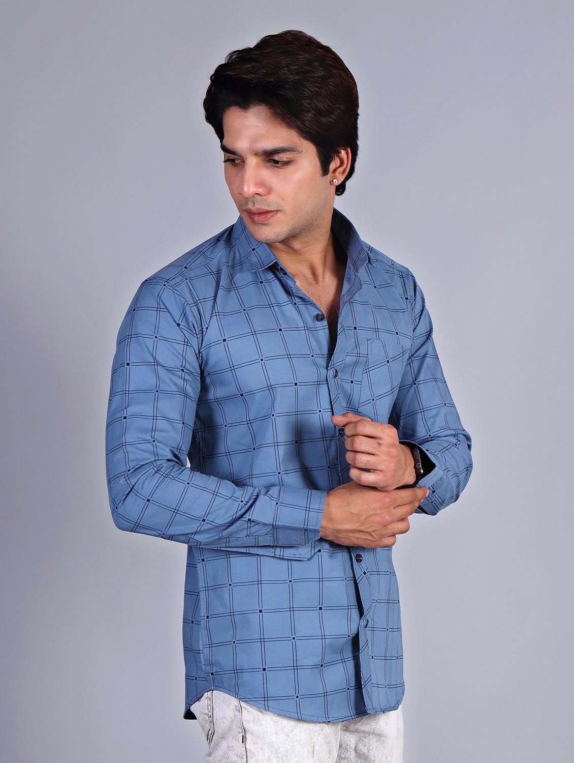 mens checks casual shirt - 20287740 - Standard Image - 2