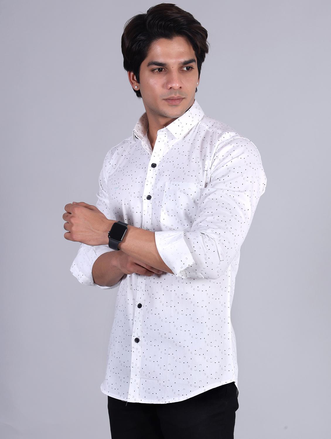 mens micro print casual shirt - 20287743 - Standard Image - 2