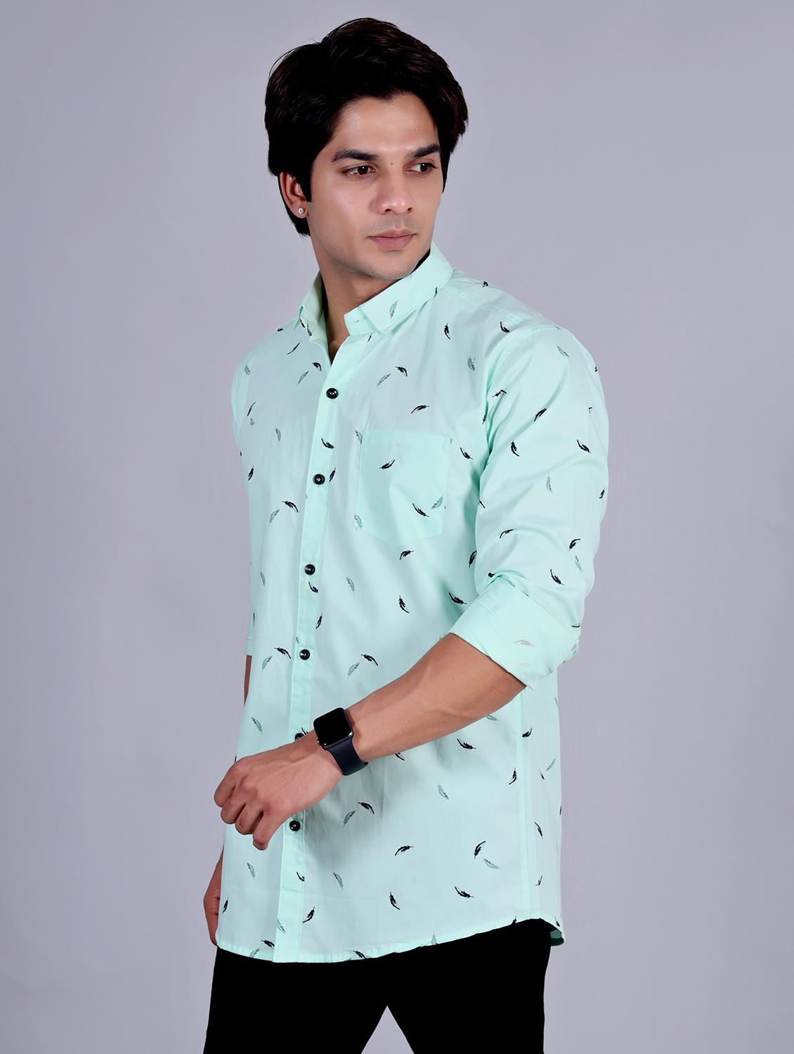 mens leaf print casual shirt - 20287757 - Standard Image - 2