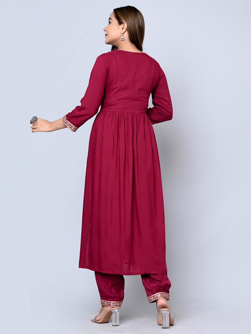 women magenta kurta salwar set with dupatta - 20287998 - Standard Image - 2