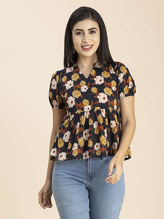 women's peplum v neck top