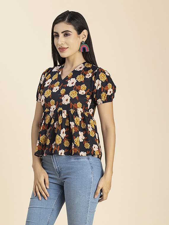 women's peplum v neck top - 20288092 - Standard Image - 2