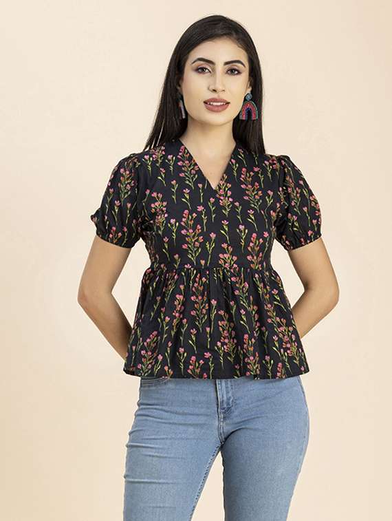 women's peplum v neck top