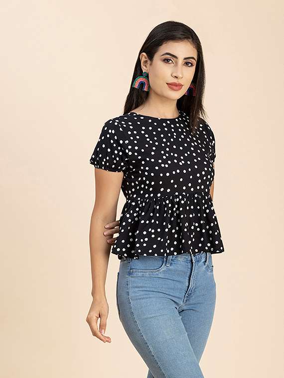 women's peplum crew neck top - 20288102 -  Standard Image - 2