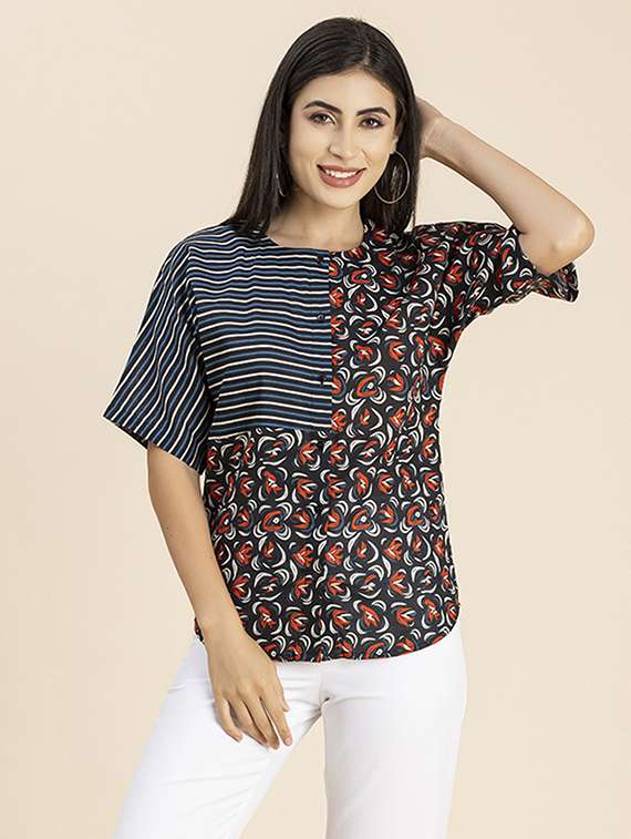 women's straight round neck top