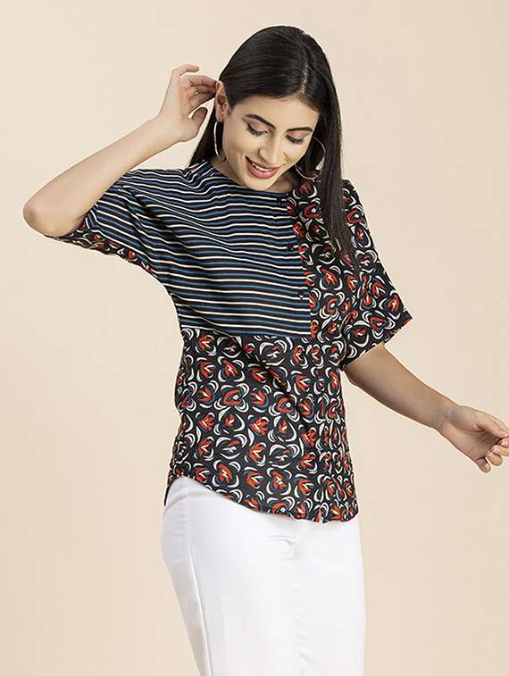 women's straight round neck top - 20288110 -  Standard Image - 2