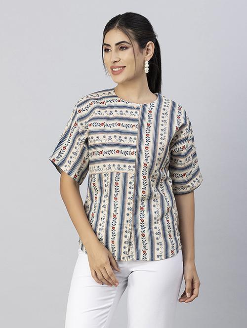 women's straight round neck top - 20288114 - Standard Image - 0