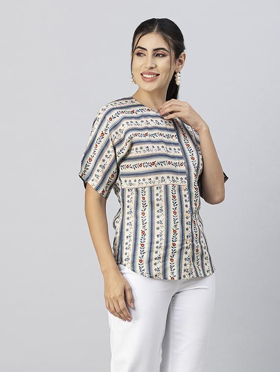 women's straight round neck top - 20288114 - Standard Image - 2