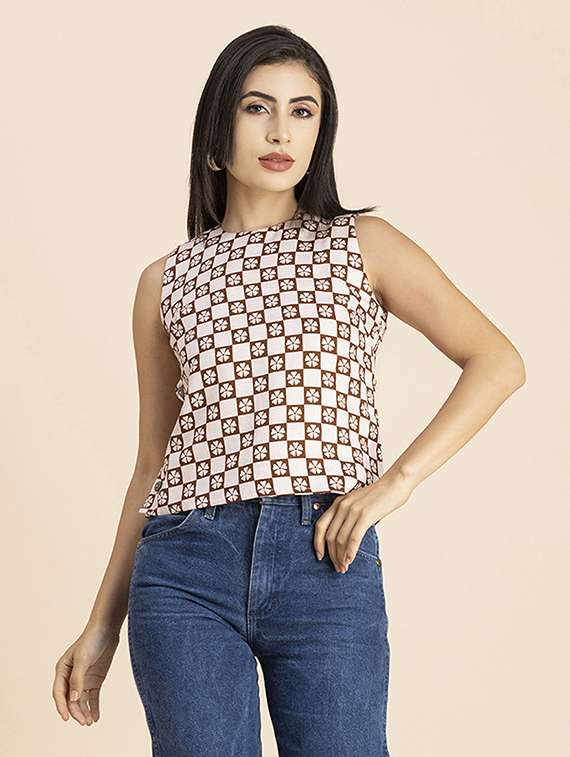 women's crop round neck top