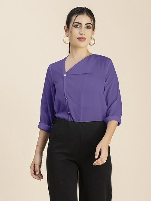 women's straight lapel neck top - 20288121 -  Standard Image - 0