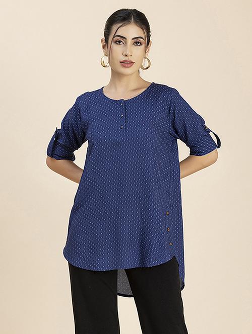 women's high-low round neck top - 20288139 - Standard Image - 0