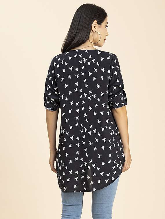 women's high-low round neck top - 20288140 - Standard Image - 2