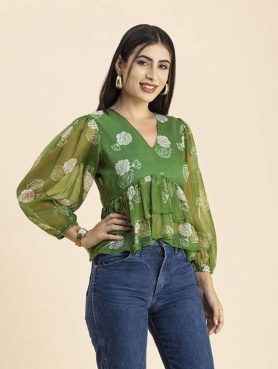 women's layered v neck top - 20288150 -  Standard Image - 2