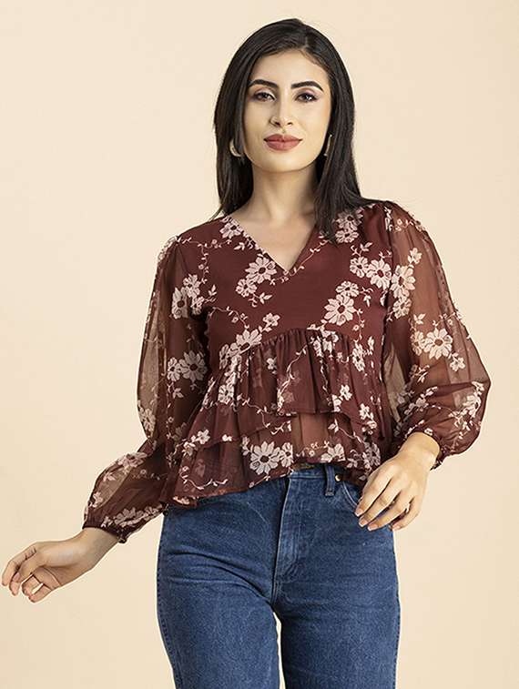 women's crop v neck top - 20288153 -  Zoom Image - 0