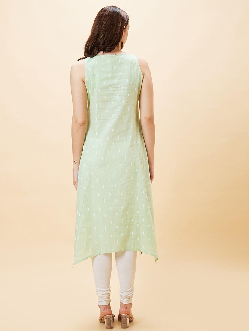 women green cotton asymmetric kurta - 20288165 - Standard Image - 2