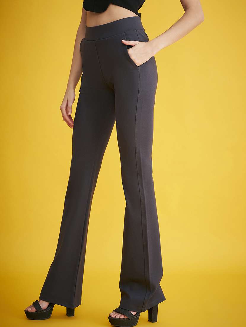 black solid boot cut trouser - 20288403 -  Standard Image - 2