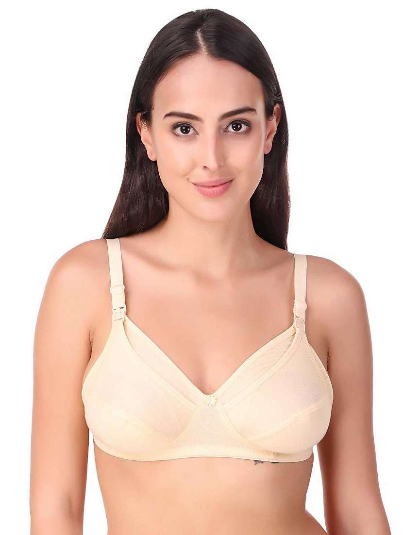 beige cotton blend maternitynursing bra