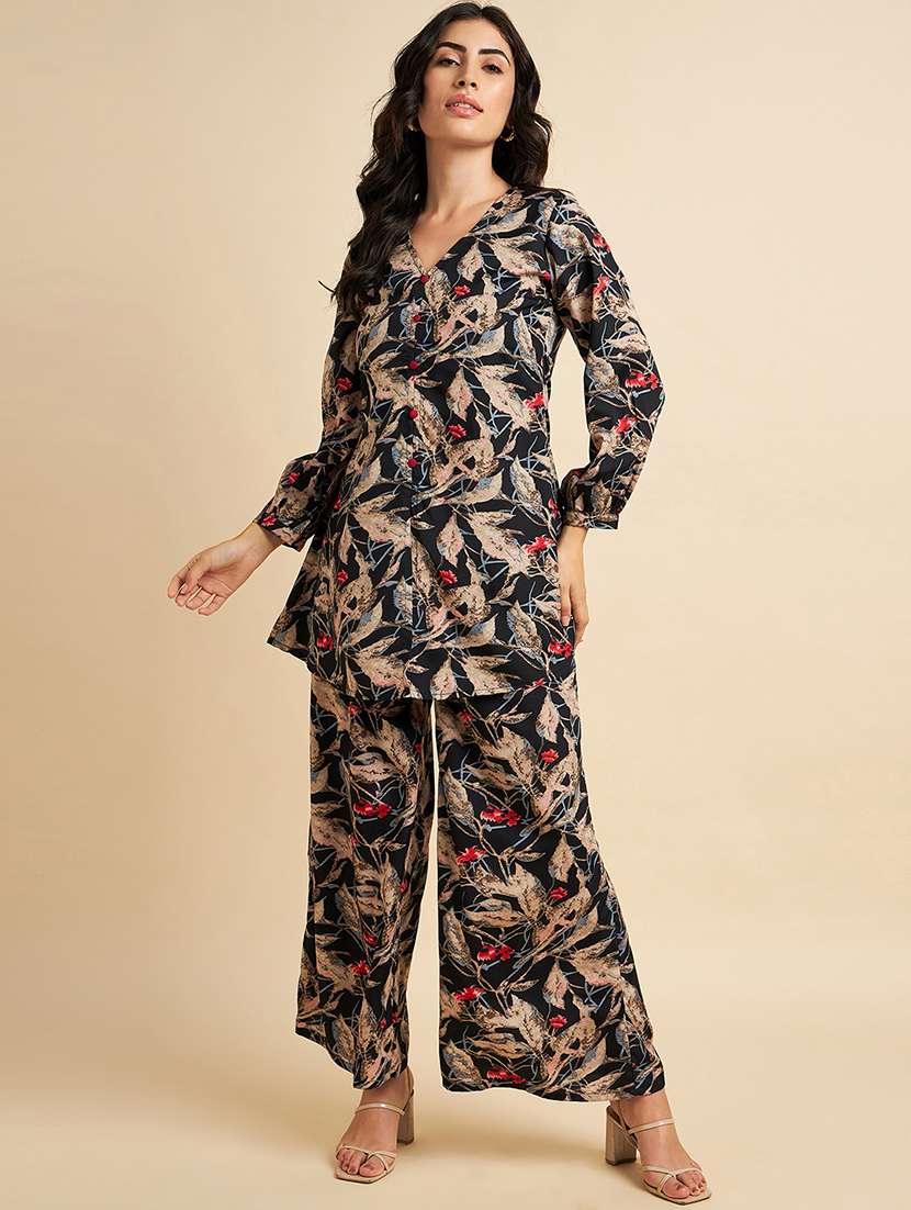 women black floral printed co-ords sets