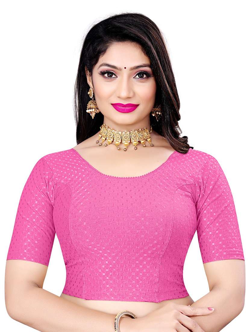 pink self designed regular stitched blouse - 20289695 - Zoom Image - 0