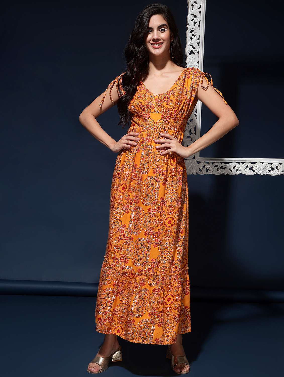 women's tiered dress color block dress